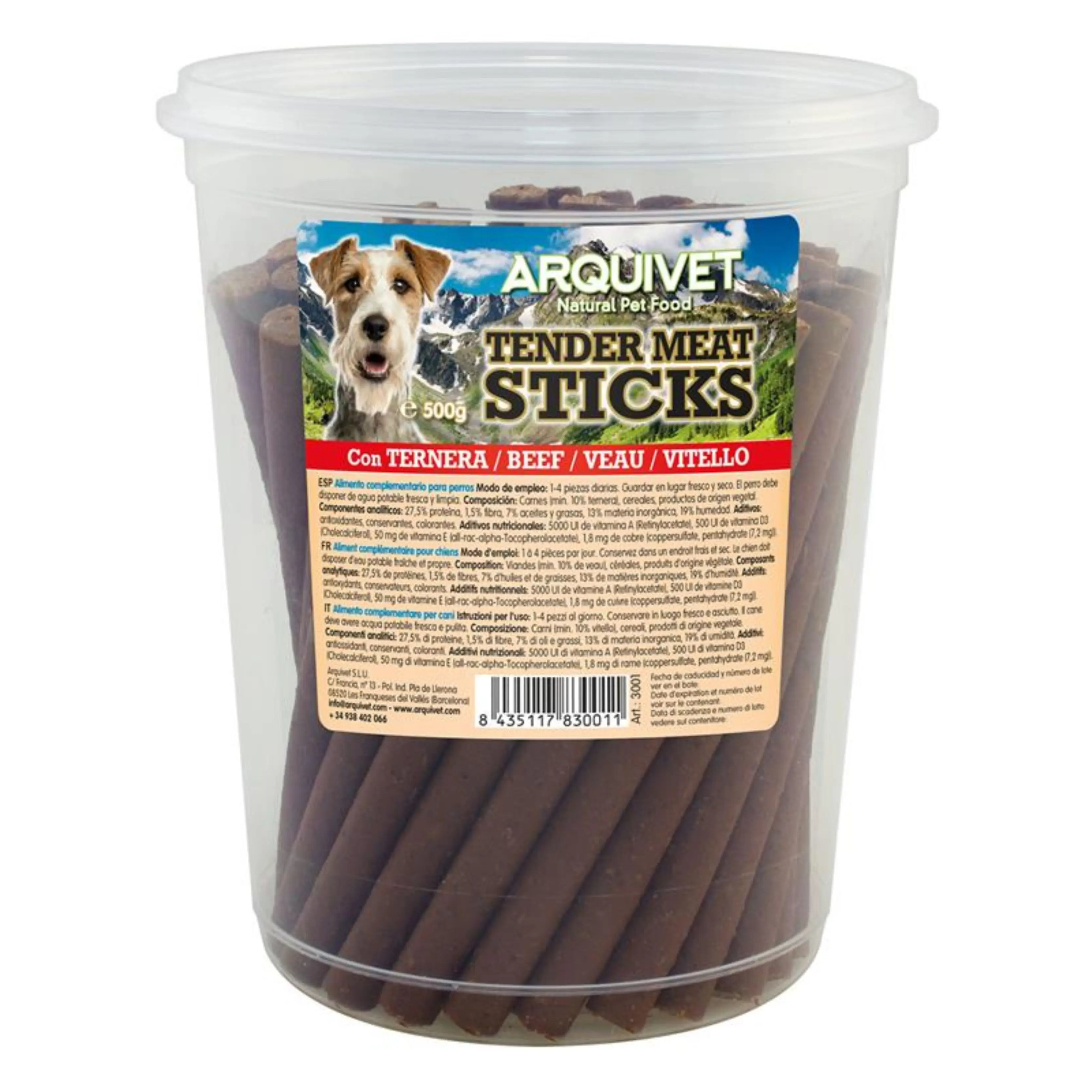 Tender Meat Sticks Ternera 500 gr - Palitos Blandos para Perros, Barritas Tiernas - Premio Snack para Perros Arquivet