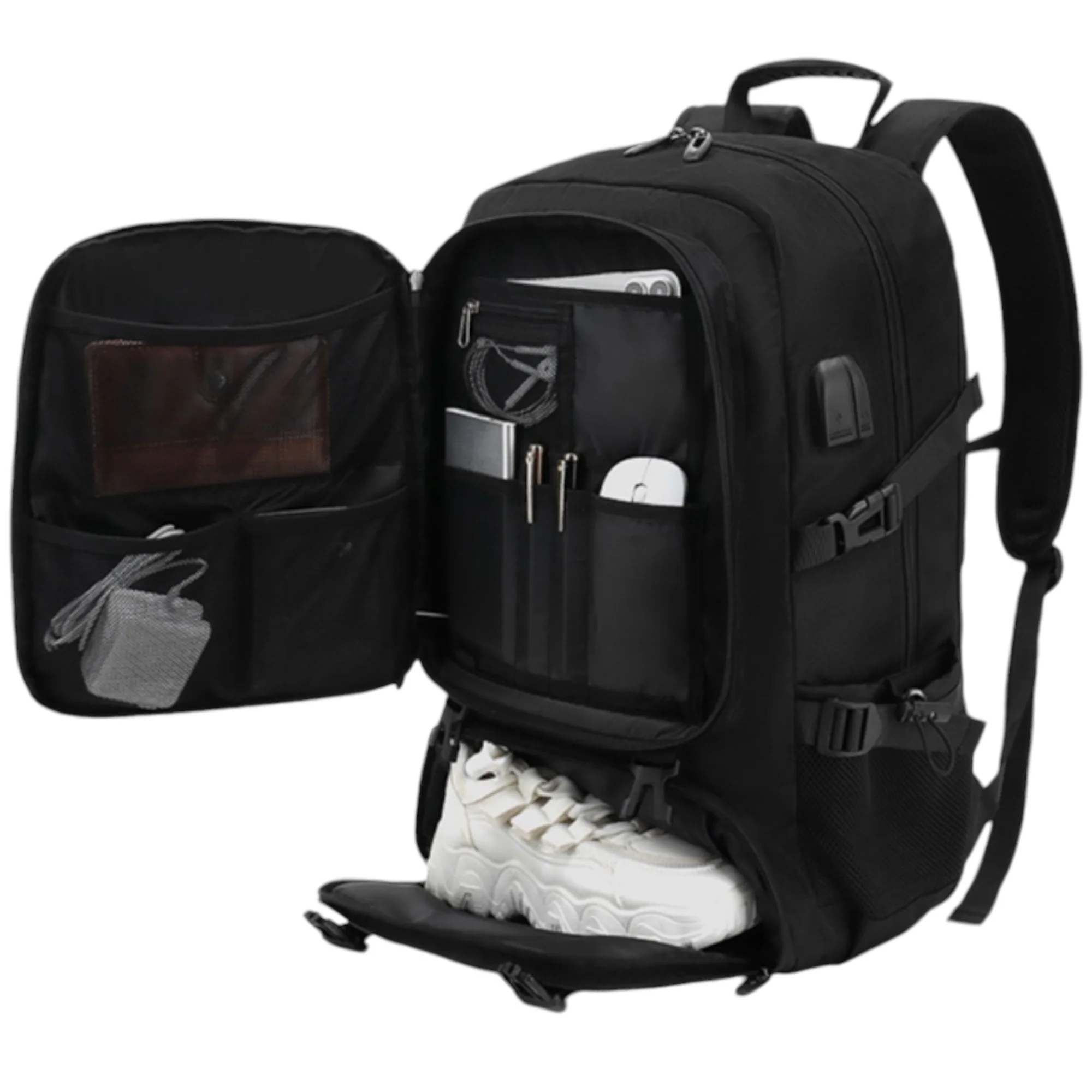 Travel backpack for avin cabin 45x36x20 for vueling, easyjet, ryanair waterproof and spacious hand luggage with shoe compartment and multifunctional anti-theft backpack for travel (2499 026-001)