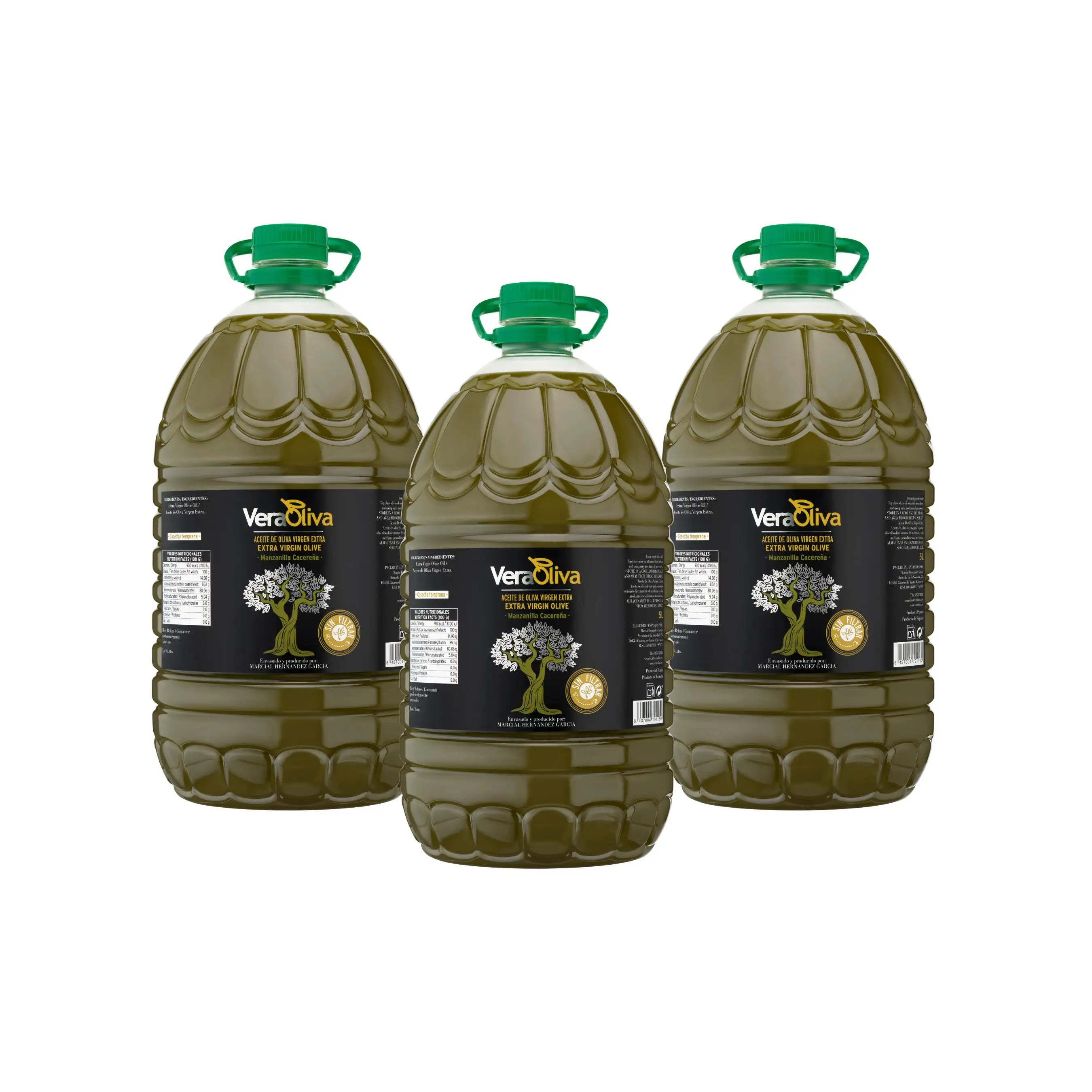 Pack Aceite de Oliva Virgen Extra Sin Filtrar - 3 X Garrafa 5L - Cosecha Temprana