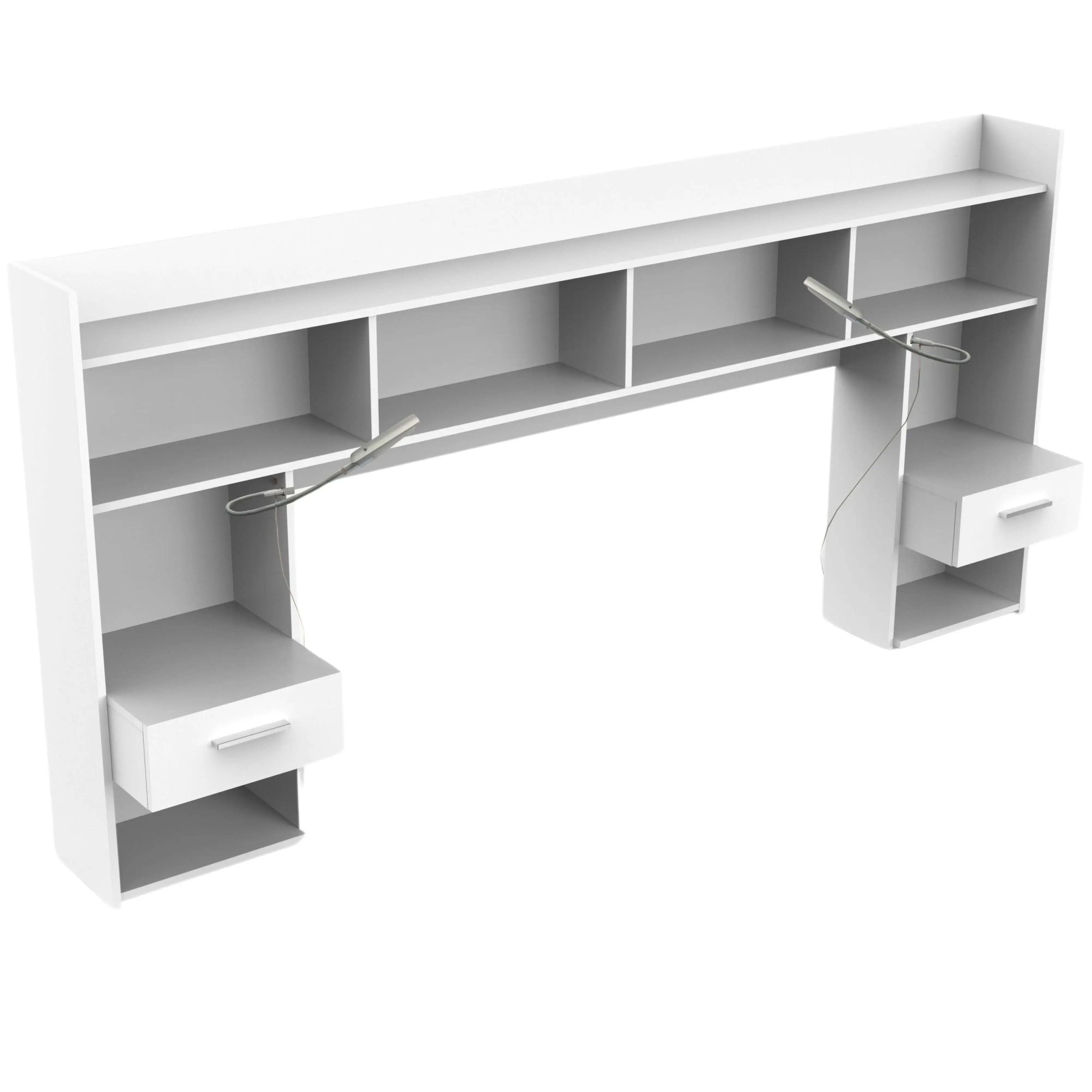 Cabecero de Cama con Mesita Chicago Blanco Habitación Matrimonio 222cm