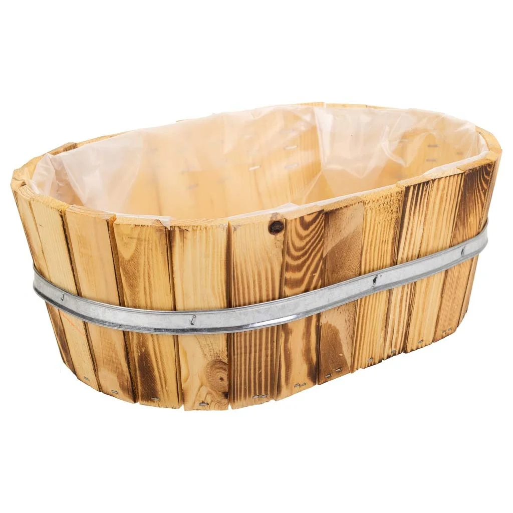WANDERLUST DECO Cestino in legno e metallo naturale 33x23x12 cm - Cestino ovale per la conservazione domestica