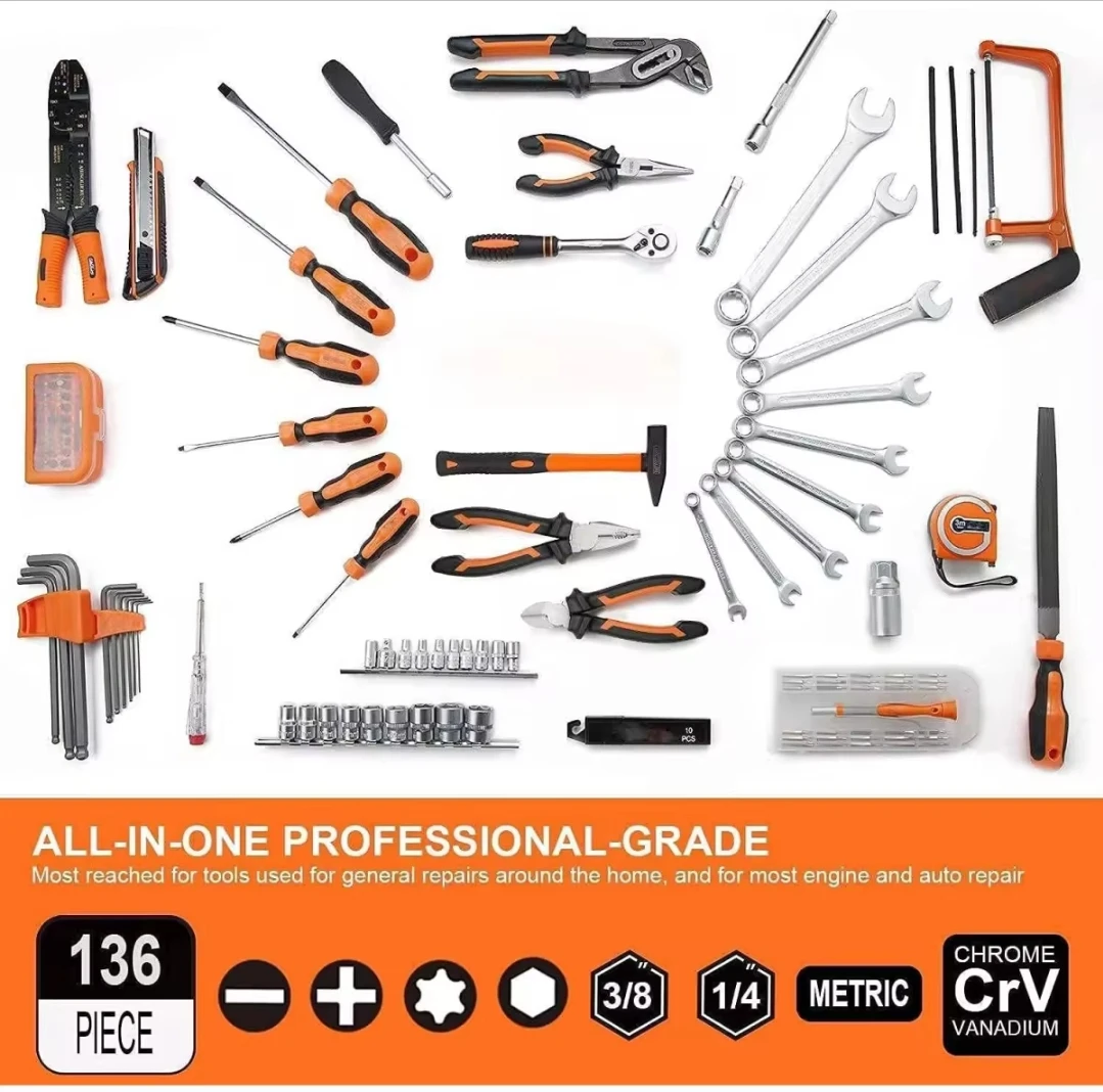 TACKLIFE professional tool set 136 PCS tool set TACKLIFE HHK4B aluminum alloy toolbox 136 tools + briefcase box