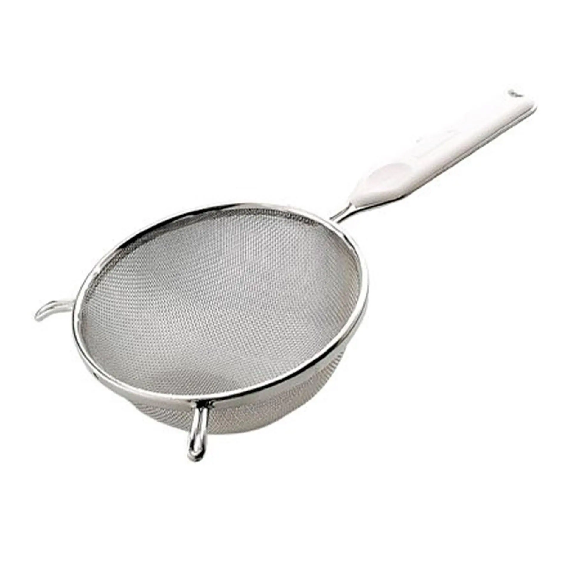 FACKELMANN Food & More Colador de Cocina Acero Inoxidable, Malla Fina, Colador de Tamiz, Borde Redondo 14 Cm, Mango ABS, Color Blanco e Inox, 22x14x6 cm, 1 ud.