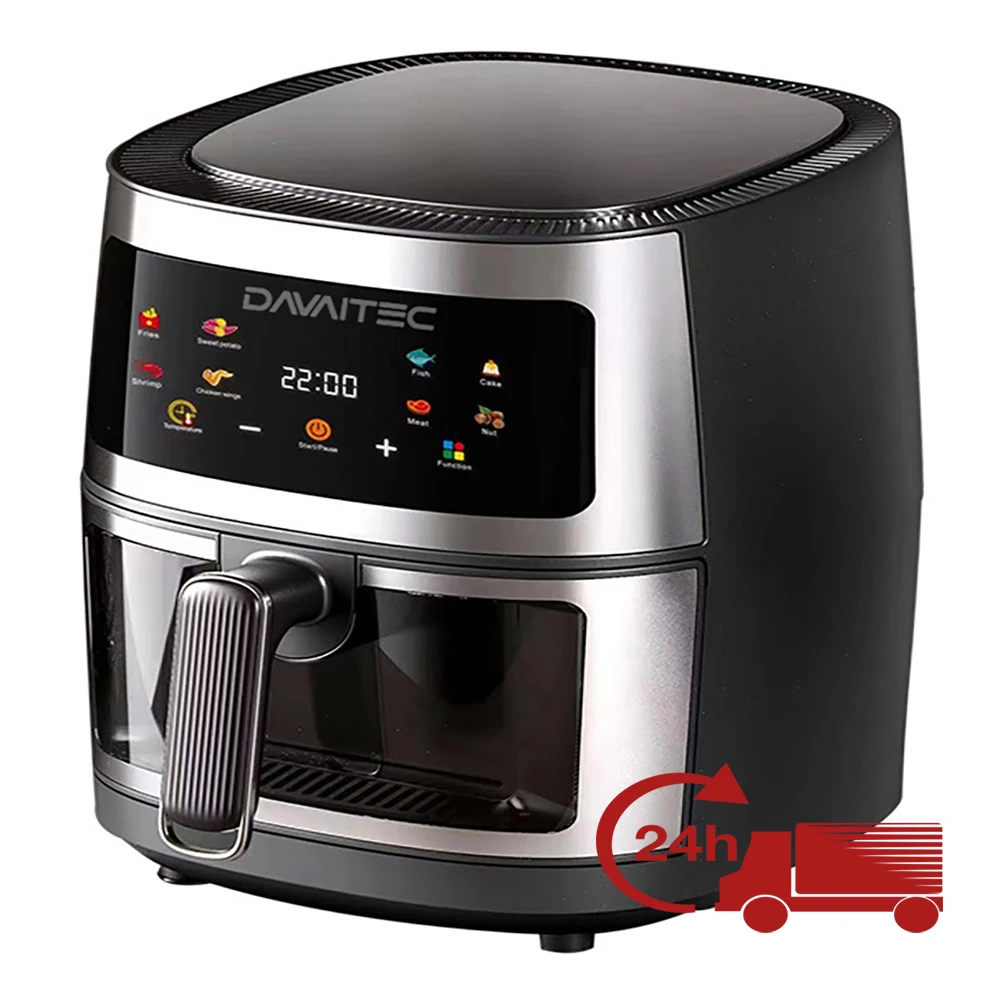 DAVAITEC Air Fryer 5.5L 1700W with 360° Air Circulation Technology, LED Display, and Adjustable Temperature for Healthy Cooking. Ideal for baking and roasting without oil.