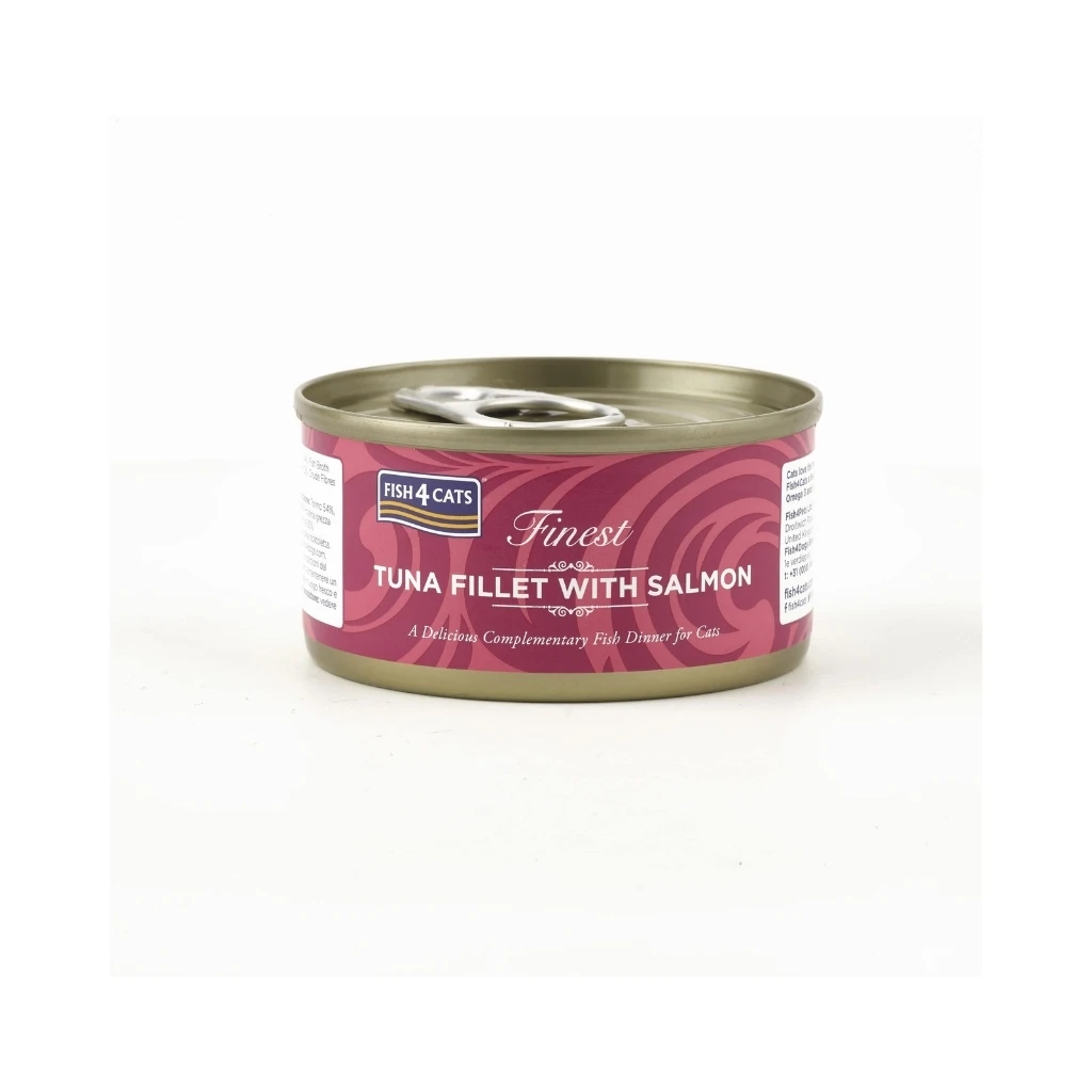 FISH4CATS Finest Atún con Salmón (70 gr) - Alimento Complementario Húmedo para Gatos