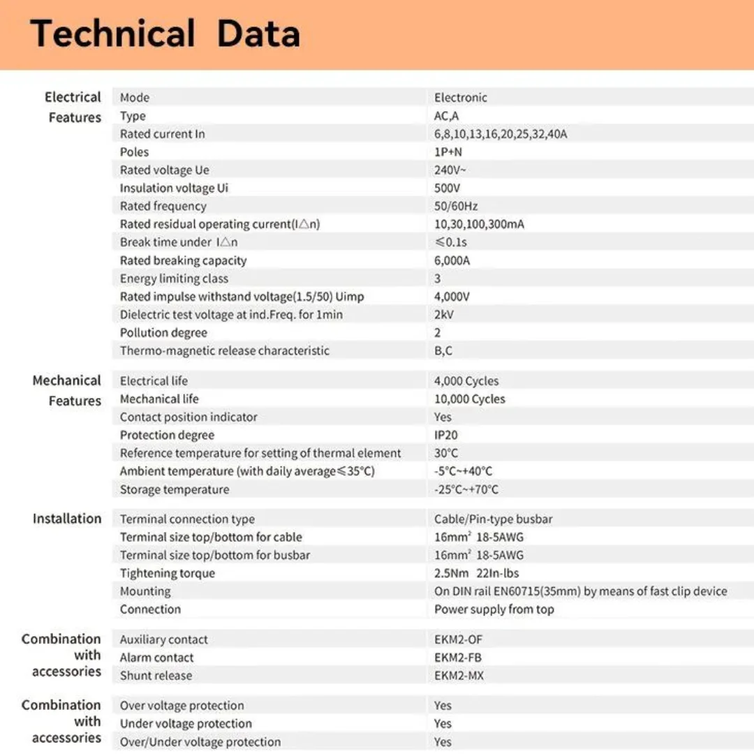Super Immunized Differential Class A SI 30mA 2P F + N 6ka Reduced Space (25A 32A 40A) ETEK #5