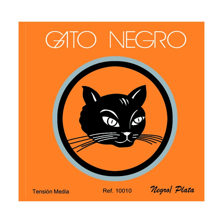 Juego de cuerdas para guitarra clásica y Española Gato Negro nylon Negro y bajos plateados. Fabricadas en nylon negro y acero con entorchado plata de alta calidad en España desde 1868