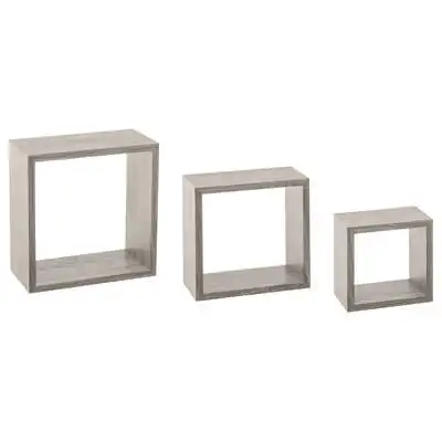 Factory Cuadros - Juego de 3 Estantes de Pared Roble Gris en Forma de Cubo - Organización Moderna | Diseño Versátil | Madera Resistente