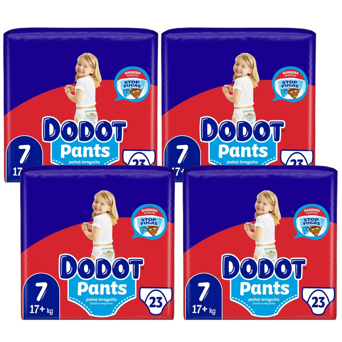 DODOT Pants pañal - braguita unisex +17kg talla 7 paquete 23 unidades - 4 unidades - 92 pañales total