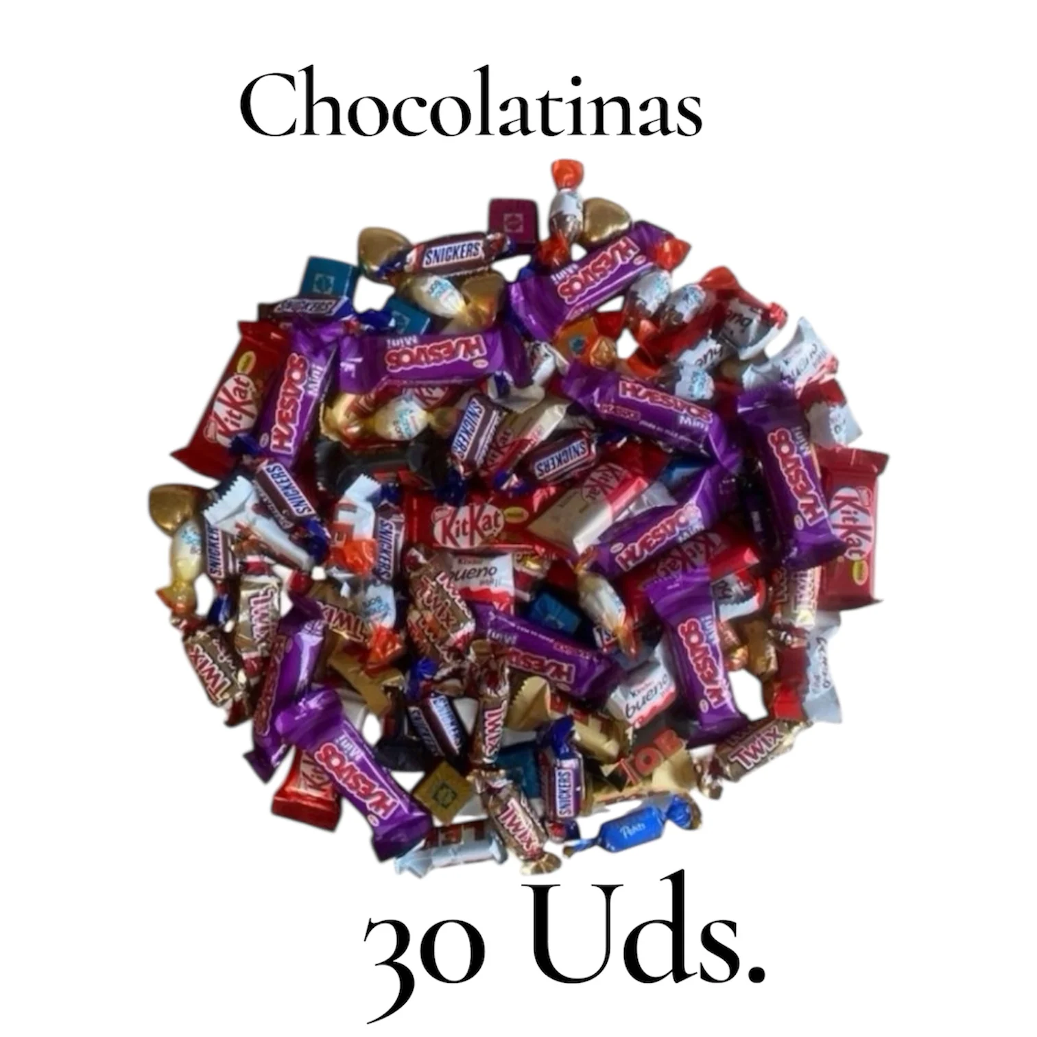 Caja 30 chocolatinas. Blanca decorada