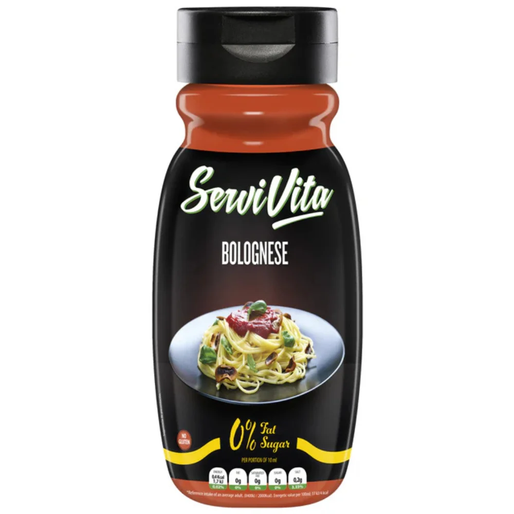 Salsa Zero Sabor Bolognese  Pack 2 unidades  320ml  0% Azúcares añadidos  Platos de pasta  4 kcal por cada 100 m  SERVIVITA