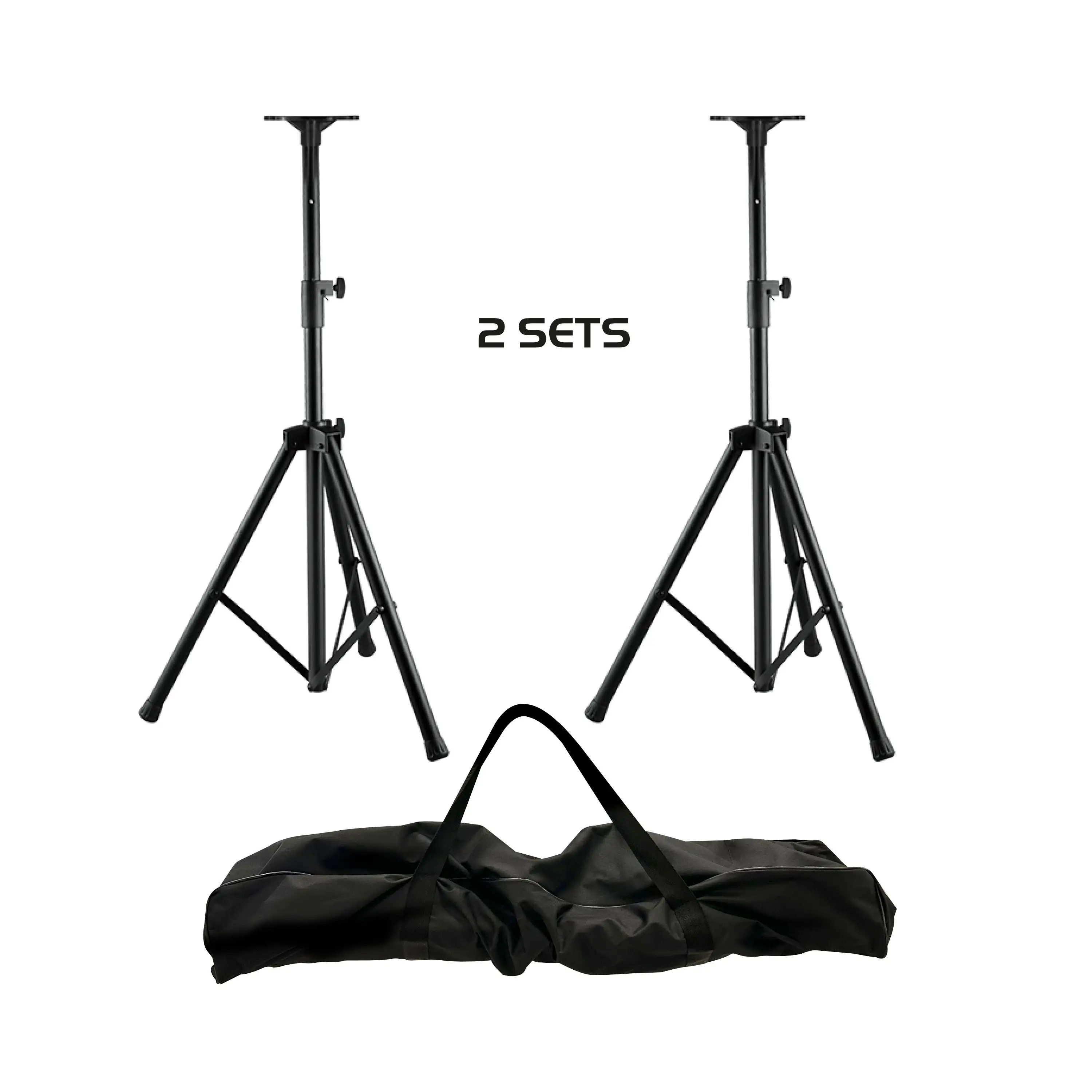 KARMA PE 5P -Kit de 2 Trípodes para Altavoces, Ajustables de 1,1 a 1,8 m, Carga Máxima 60 kg, Color Negro, Bolsa Transporte