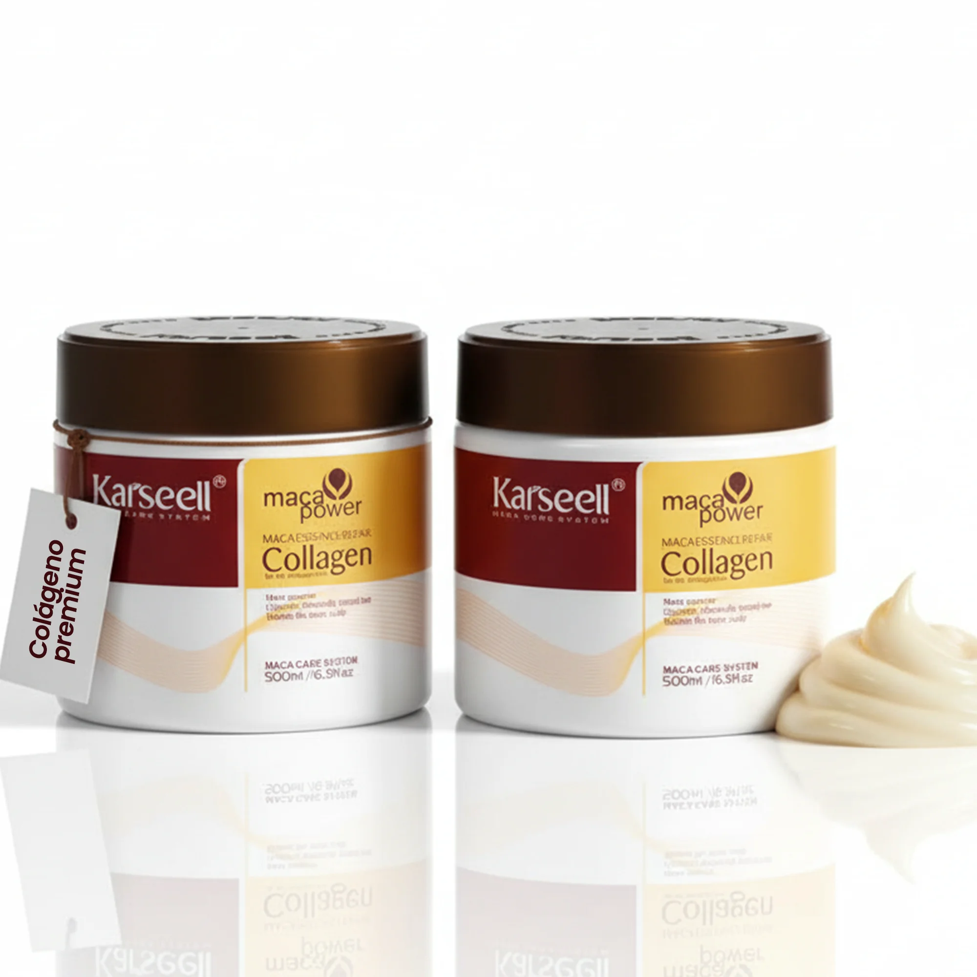 KARSEELL Pack de 2 - Mascarilla Capilar Profesional de Colágeno Aceite de Argán Coco Aguacate Manteca de Karité Extracto de Maca Hidratación Profunda Nutrición Intensa Reparación Antifrizz Brillo