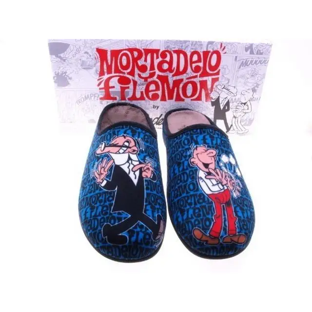 Mº539 NEGRO MORTADELO Y FILEMON OFICIAL ZAPATILLA ESTAR POR CASA HOMBRE MARCA PERVERSA DIBUJO