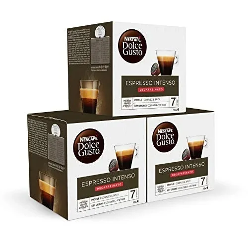 NESCAFÉ Dolce Gusto Espresso Intenso Descafeinado - x3 pack de 16 cápsulas - Total: 48 cápsulas