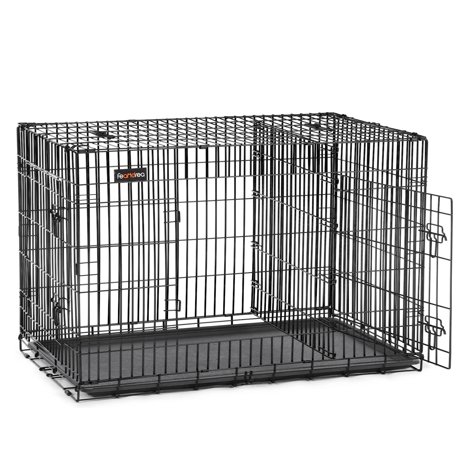 Feandrea Jaula para Perros, con 2 Puertas, 92,5 x 57,5 x 64 cm/107 x 70 x 77,5 cm/122 x 74,5 x 80,5 cm, Negro