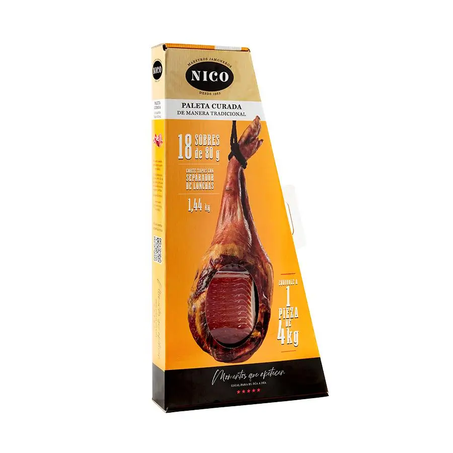 NICO Jamones - Maletín de Paleta Curada – Sabor y comodidad en cada sobre.  18 sobres de 80gr. Cortada en formato tapas