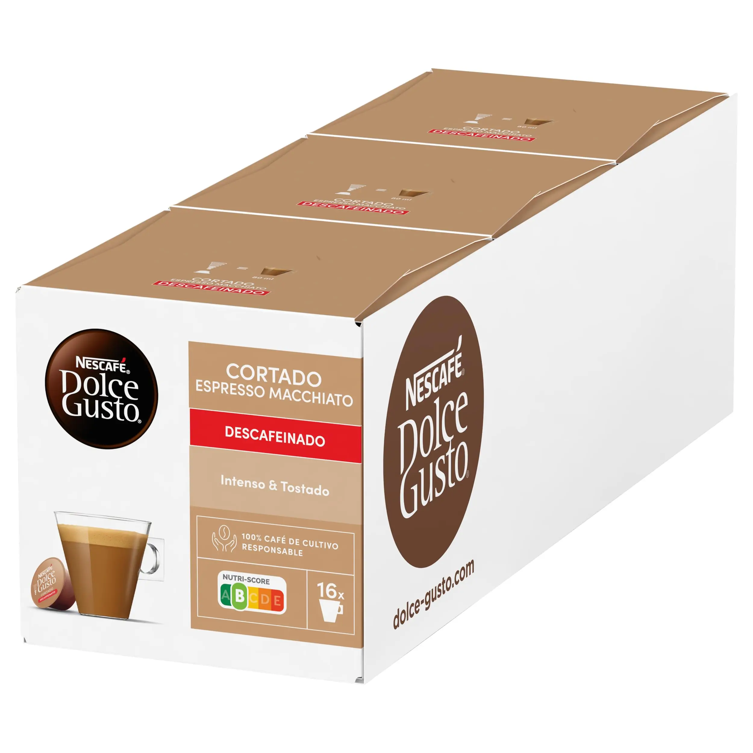 Nescafe dolce gusto  Cortado Descafeinado - 3 x 16 cápsulas de café ESTUCHE DOLCE GUSTO CORTADO 18X3 54C TRIPACK
