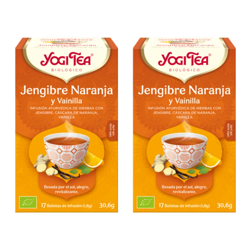 Té Jengibre Naranja y Vainilla  Packs 2  Respiración energética  17 bolsitas de infusión  YogiTea