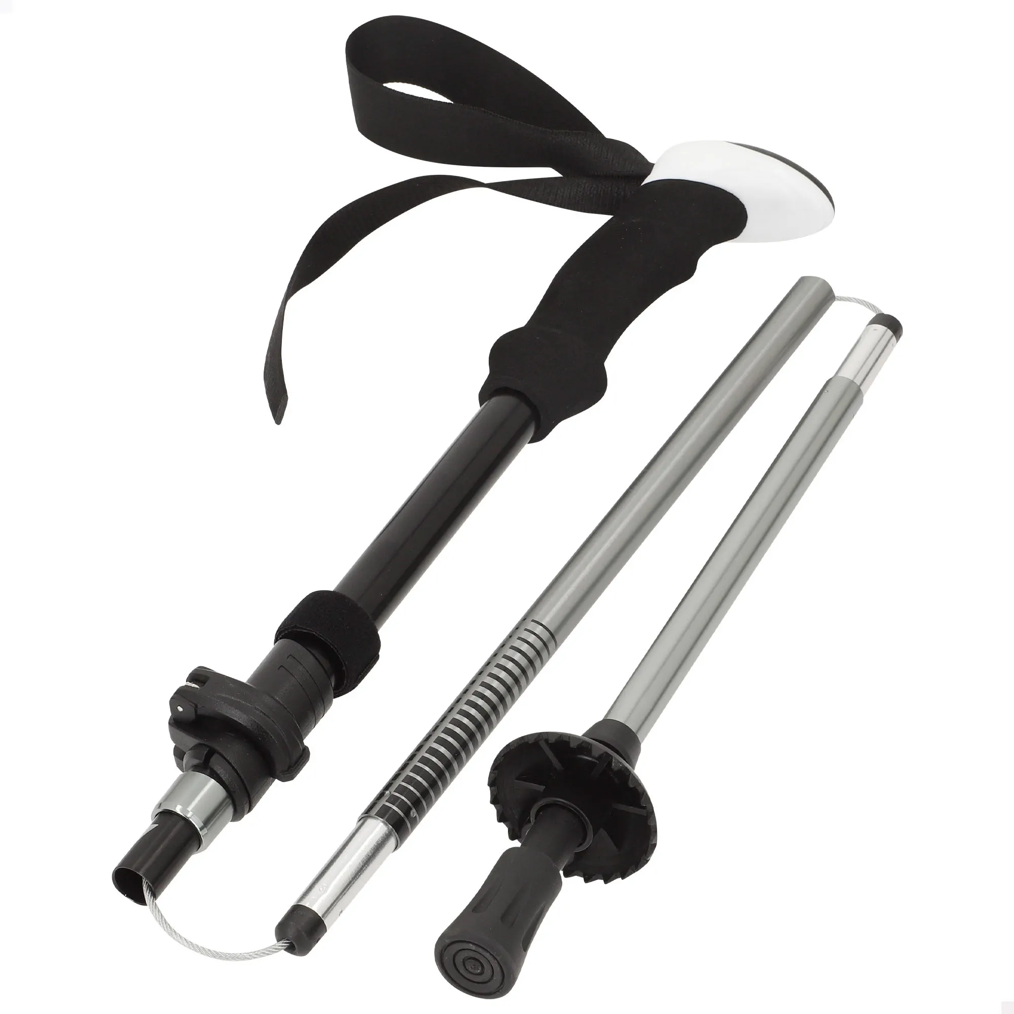 Aktive - Bastón de trekking ultraligero, aluminio, extensible 107-125 cm, sistema de amortiguación, mango ergonómico, correa ajustable, empuñadura de goma, punta metálica, bastones de senderismo