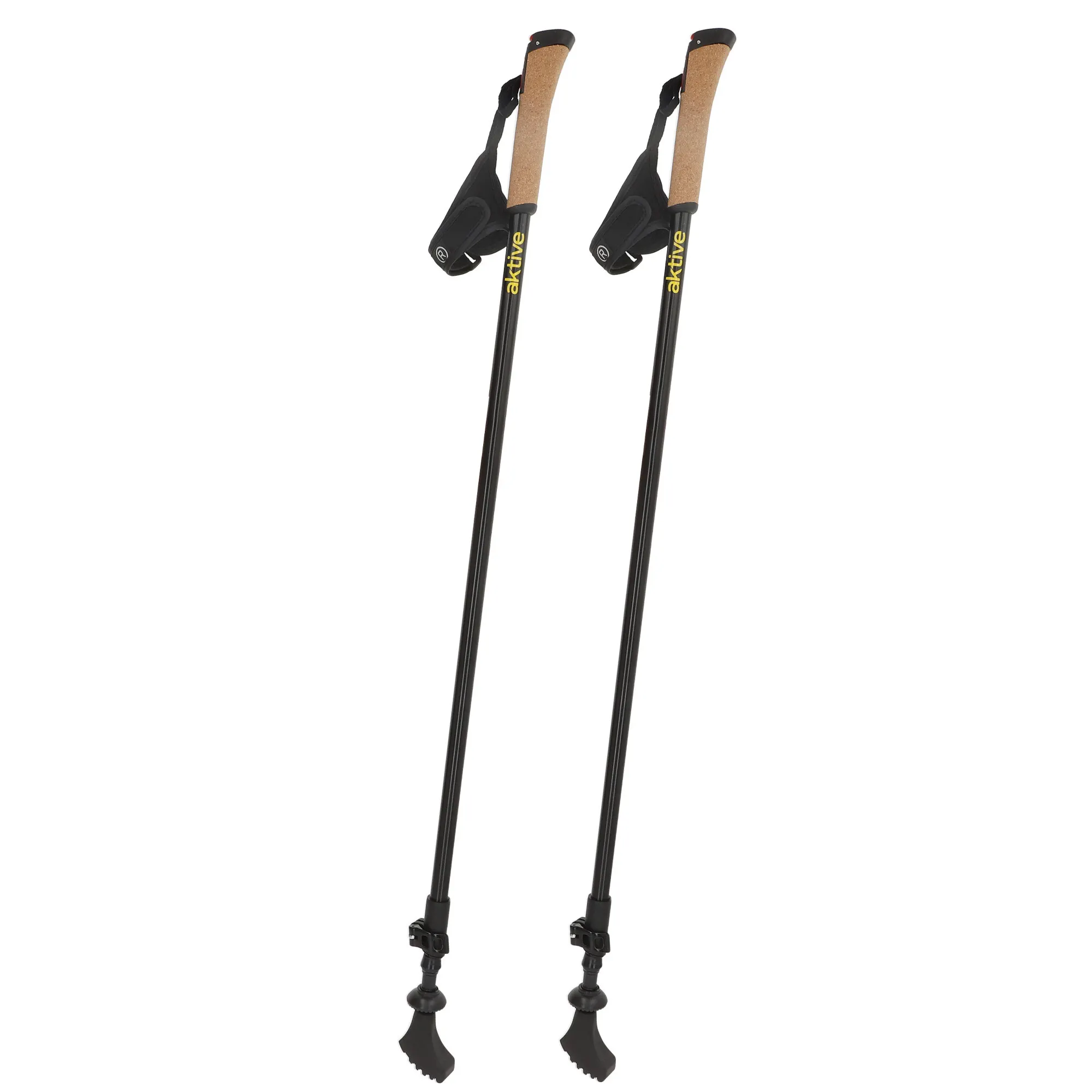 AKTIVE Bastón extensible senderismo, Empuñadura corcho, Punta metálica o goma, Longitud regulable 82-135 cm, Sistema de cierre FlickLock, Dragonera ajustable, Bastones para caminar, Bastones de