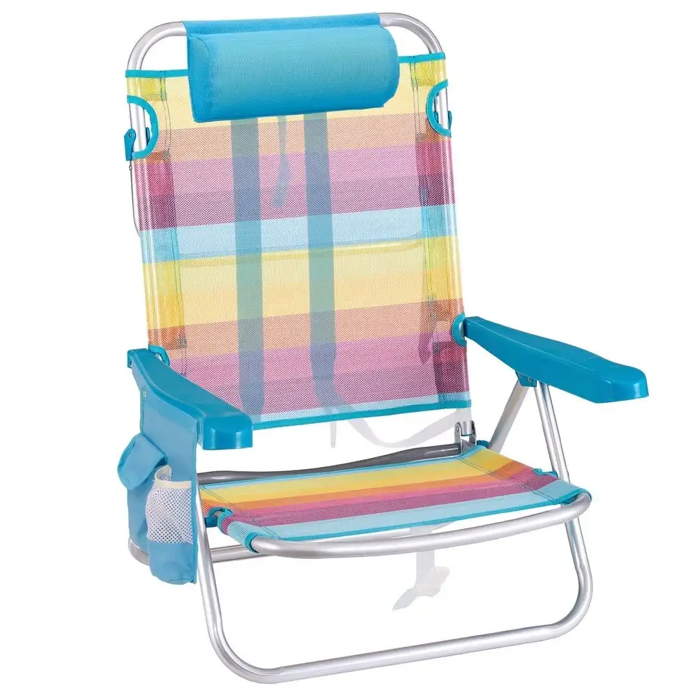 Silla playa mochila de 4 posiciones de aluminio y textileno de rayas multicolor LOLAhome