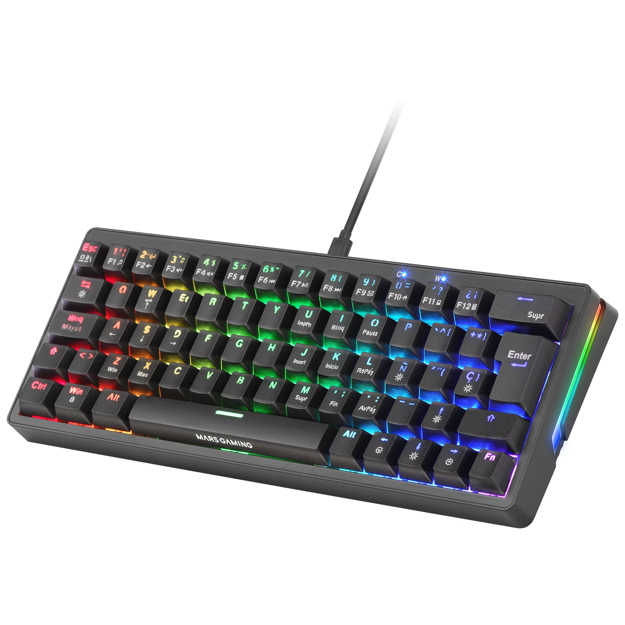 Mars Gaming MKMINIPRO, Teclado Mecánico Ultra-Compacto 60%, Switches Mecánicos Hot-Swappable, Iluminación RGB Chroma, Teclado Gaming Antighosting, Multiplataforma, Switch Silencioso, Idioma Español /