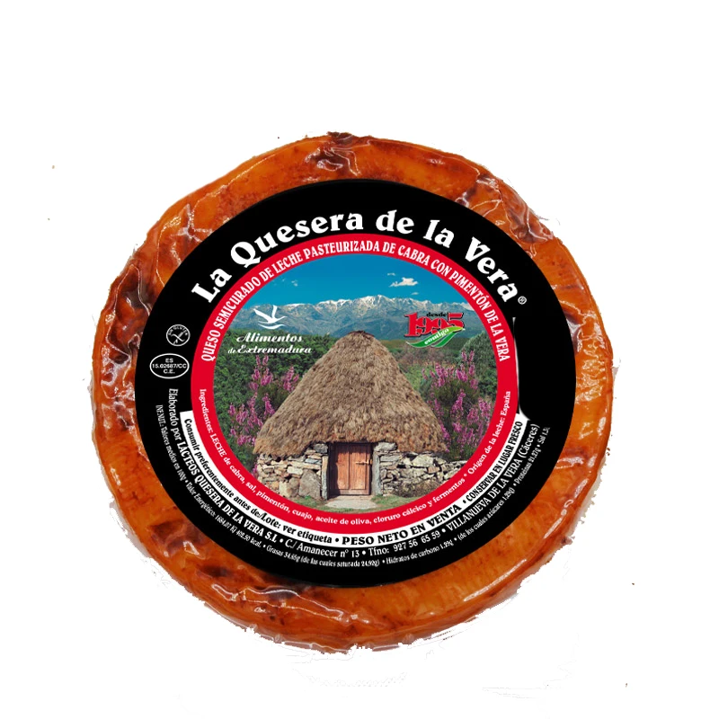 Semicured goat cheese with paprika de la Vera-Extremadura foods-cheese selected by WikiMark specialists made with goat's milk and cured with paprika from the Vera.