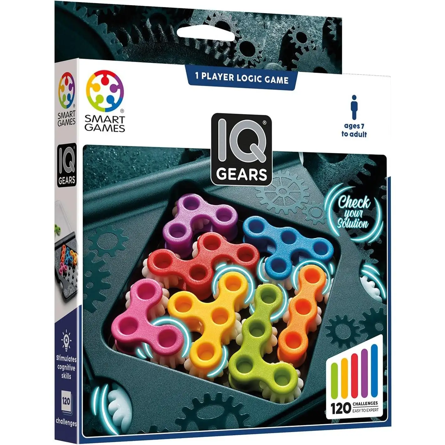 Smart Games- IQ Gears | Juegos De Mesa Niños 7 Años O Más | Rompecabezas Niños Y Adultos | Juegos De Mesa 120 Desafíos | Juegos para Niños Y Adultos