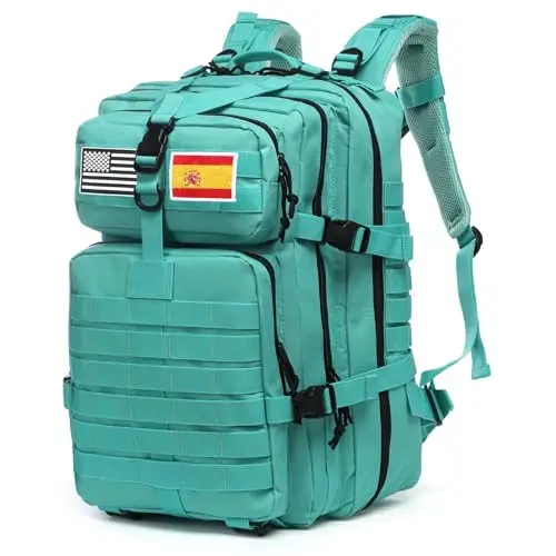 Mochila Táctica Militar 50L cian con Parches de Velcro - Mochila táctica de alta capacidad para aventuras diarias, resistente y funcional, ideal para uso en senderismo, camping o viajes