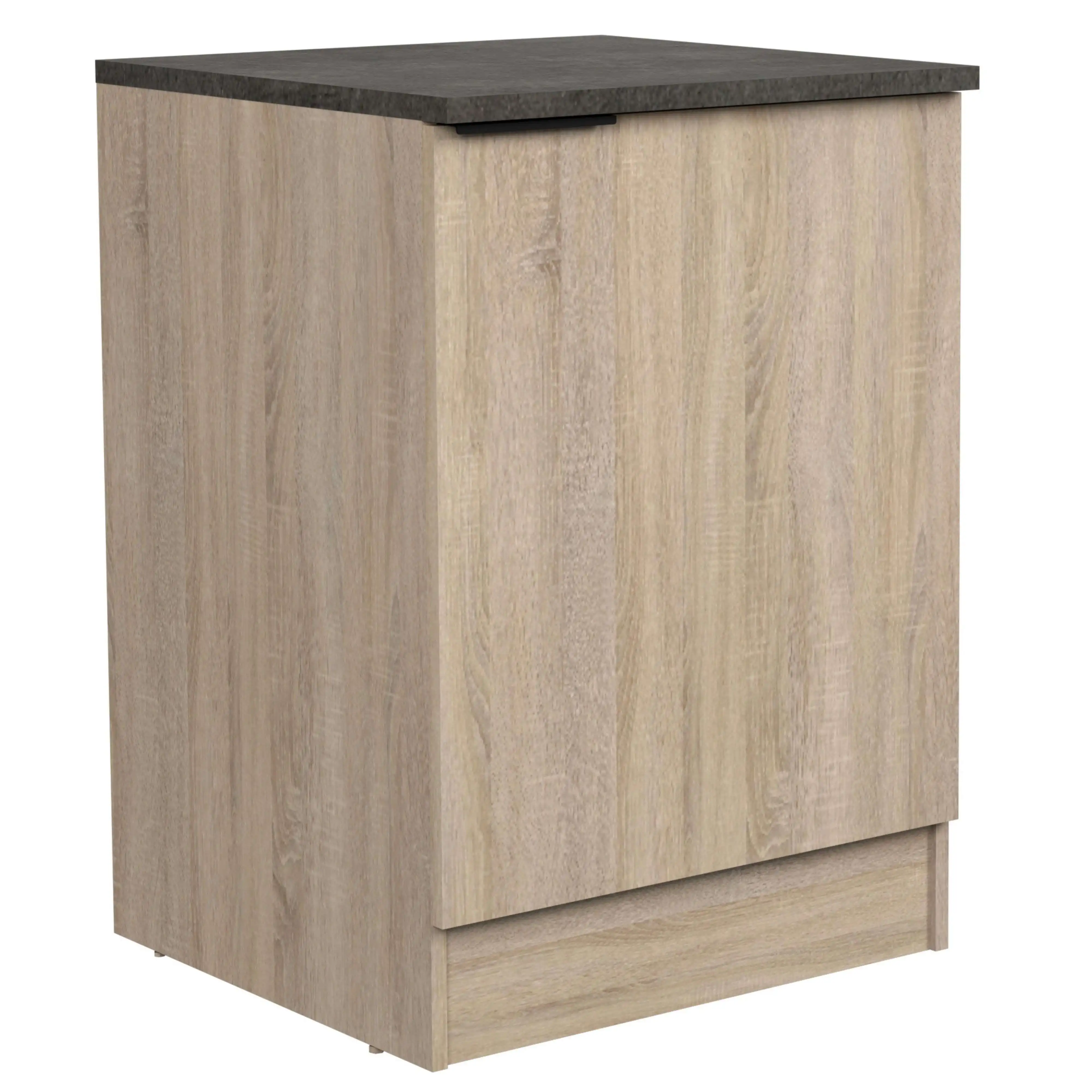 Miroytengo Módulo Cocina Inferior Arko Estilo Industrial en Color Roble Áspero y Negro con 1 Puerta y 1 Estante Interno 60x60x86 cm