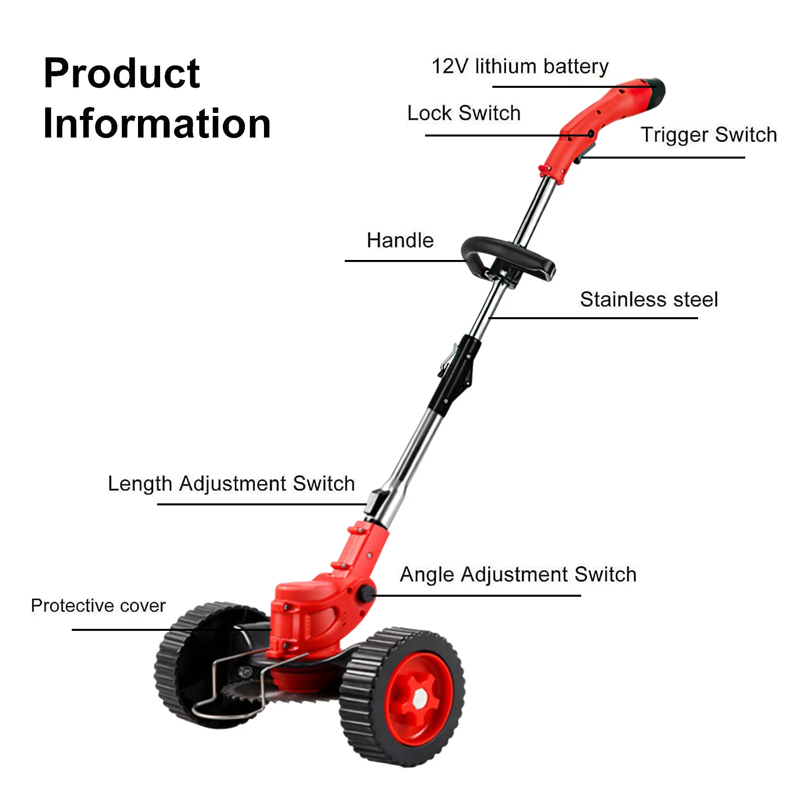 800W Cordless Electric Grass Trimmer Adjustable Foldable Lawn Mower Multifunctional Cutter Weeder Home Cutting Machine Garden Tool