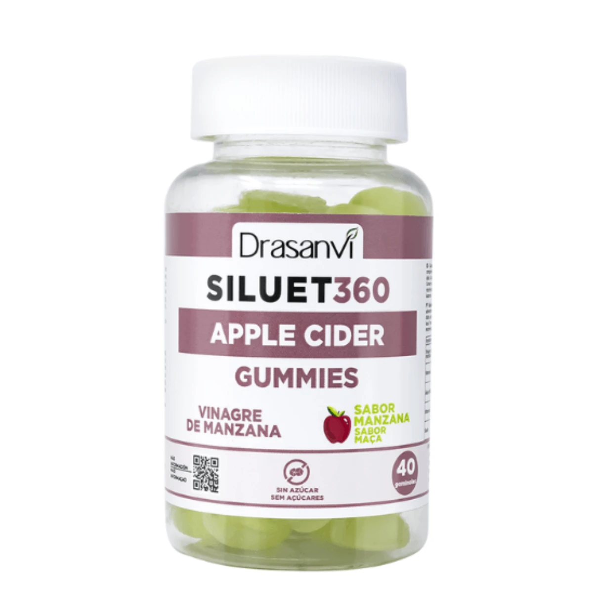 Drasanvi Siluet360 Apple Cider Gummies - 40 gominolas de Vinagre de Manzana con Vitaminas B6, B12 y Ácido Fólico