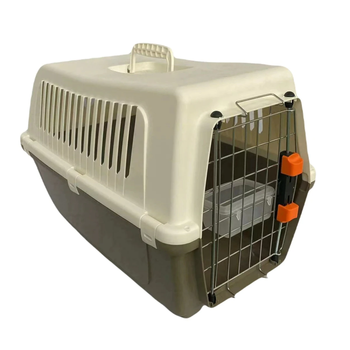 Transportin Plástico Con un Bebedero  para mascota perro gato 53 X 34 X 37 CM Portarejilla Metálica Para Viaje FORNORD