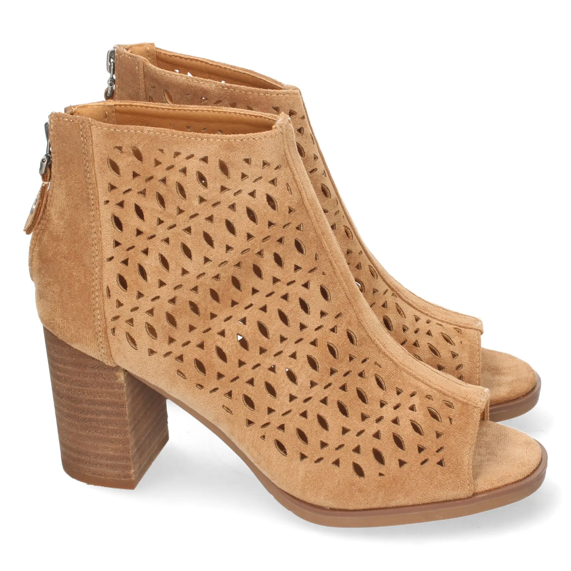 PuntoSalao Botines de tacón con calados mujer color kaki