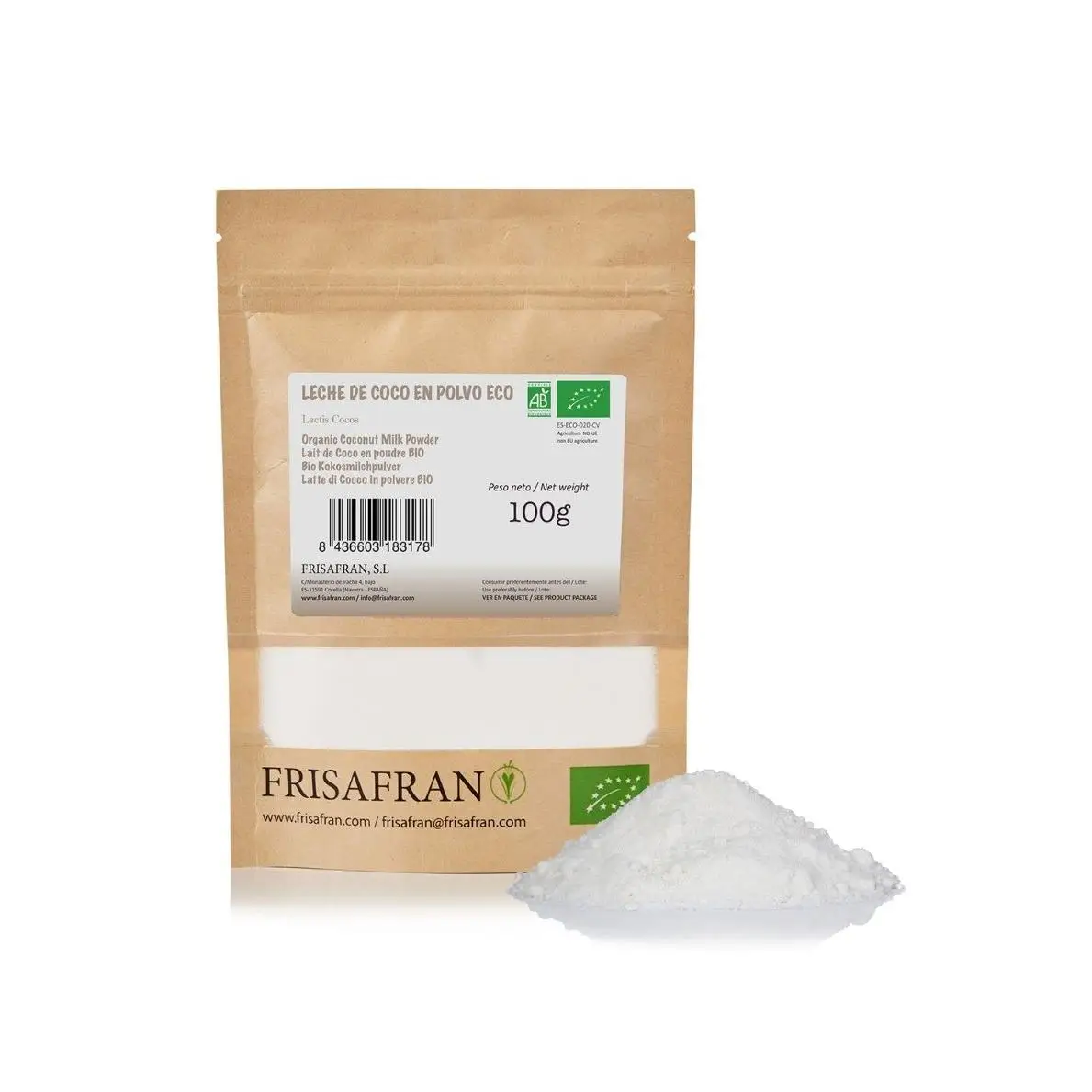 Leche de Coco Ecológica en Polvo FRISAFRAN
