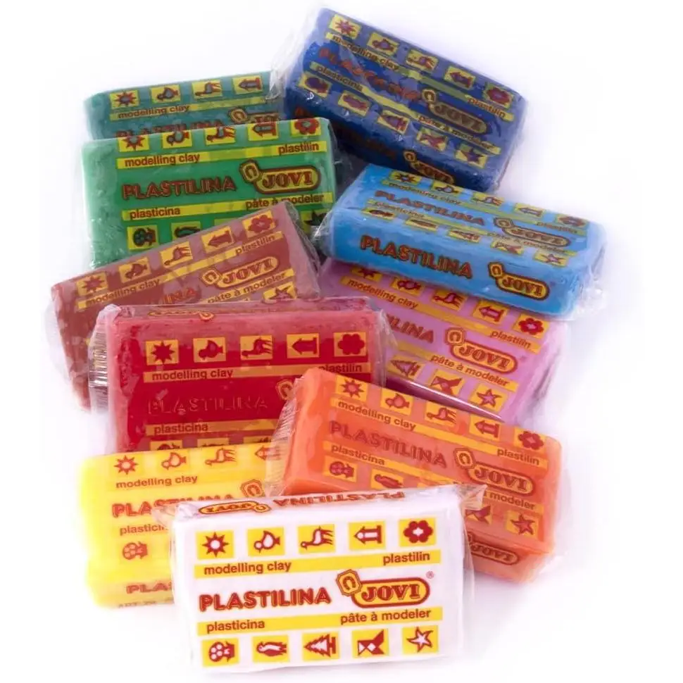 Jovi plasticine pack kit of 10 pastilles units of plasticine assorted colors, small size, does not dry, moldable with great plasticity, educational gift for children, ideal for school, replacement. Back to school, primary school supplies