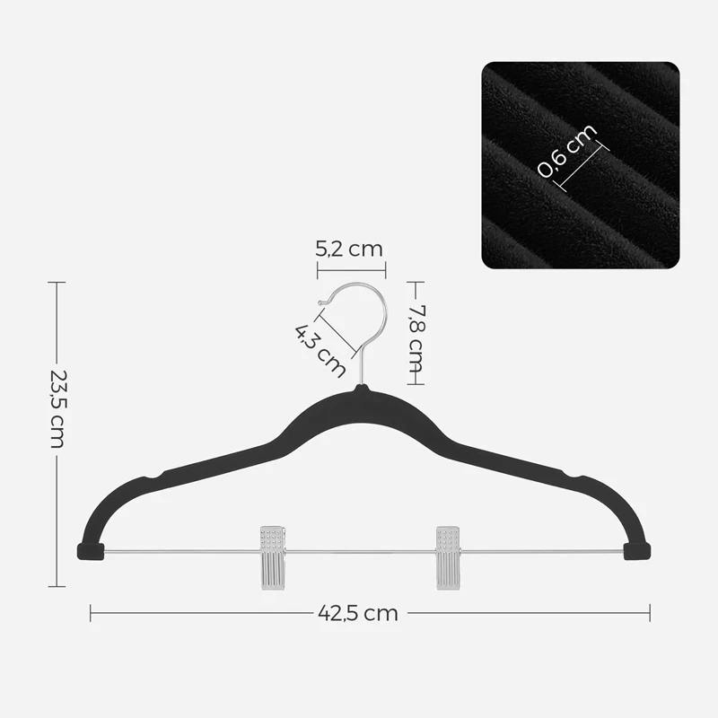 Aicasa - Black Velvet Hanger with Adjustable Non-Slip Clips, ideal for pants, skirts, and dresses, features 360° swivel hook and space-saving design, perfect for wardrobe organization. #2