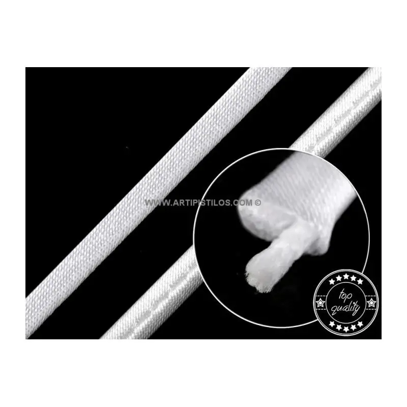 Tubo Cinta Satén con Cuerda Interior Blanco 4mm para Manualidades y Decoración