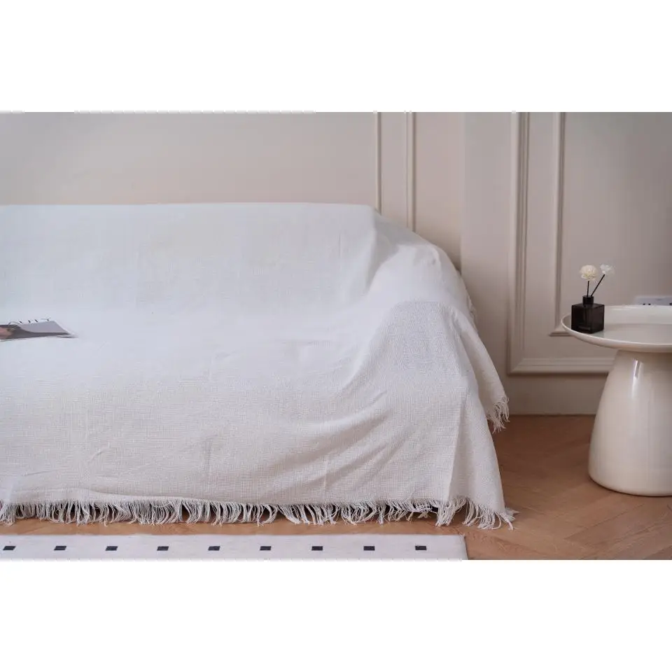 NEW & Almeritex 2000 Colcha Multiusos Sofa, Manta Foulard, Plaid para Cama, Cubresofa Cubrecama Marfil