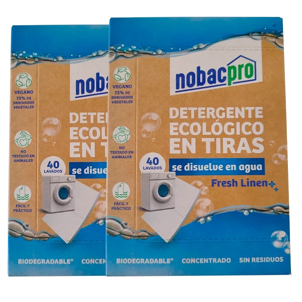 Detergente ecológico y vegano en tiras. Pack de 80 lavados