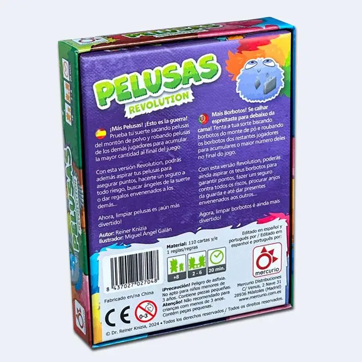 Fluff revolution, family card game and party game in spanish, includes free elastic band as a gift, mercury