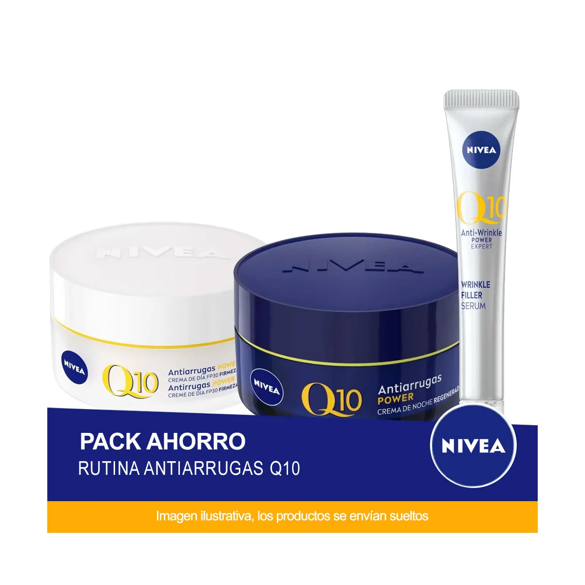 NIVEA RUTINA Q10 – Pack Ahorro cuidado facial – Contiene Crema de día FP30, Crema de noche y Serum