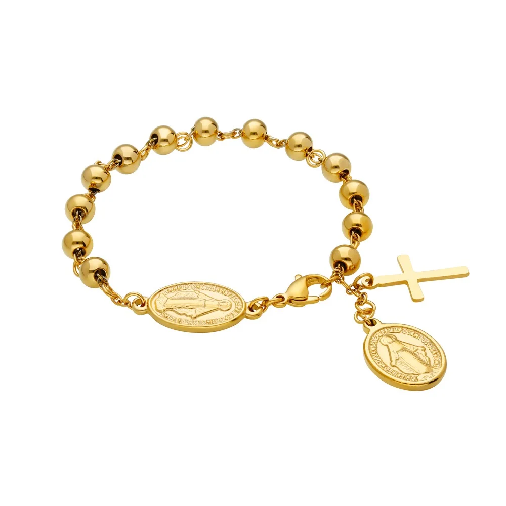 AVANCY - Pulsera Milagrosa - Acero 316 L - Oro 18 Klt - Ajustable 17-20 Cm