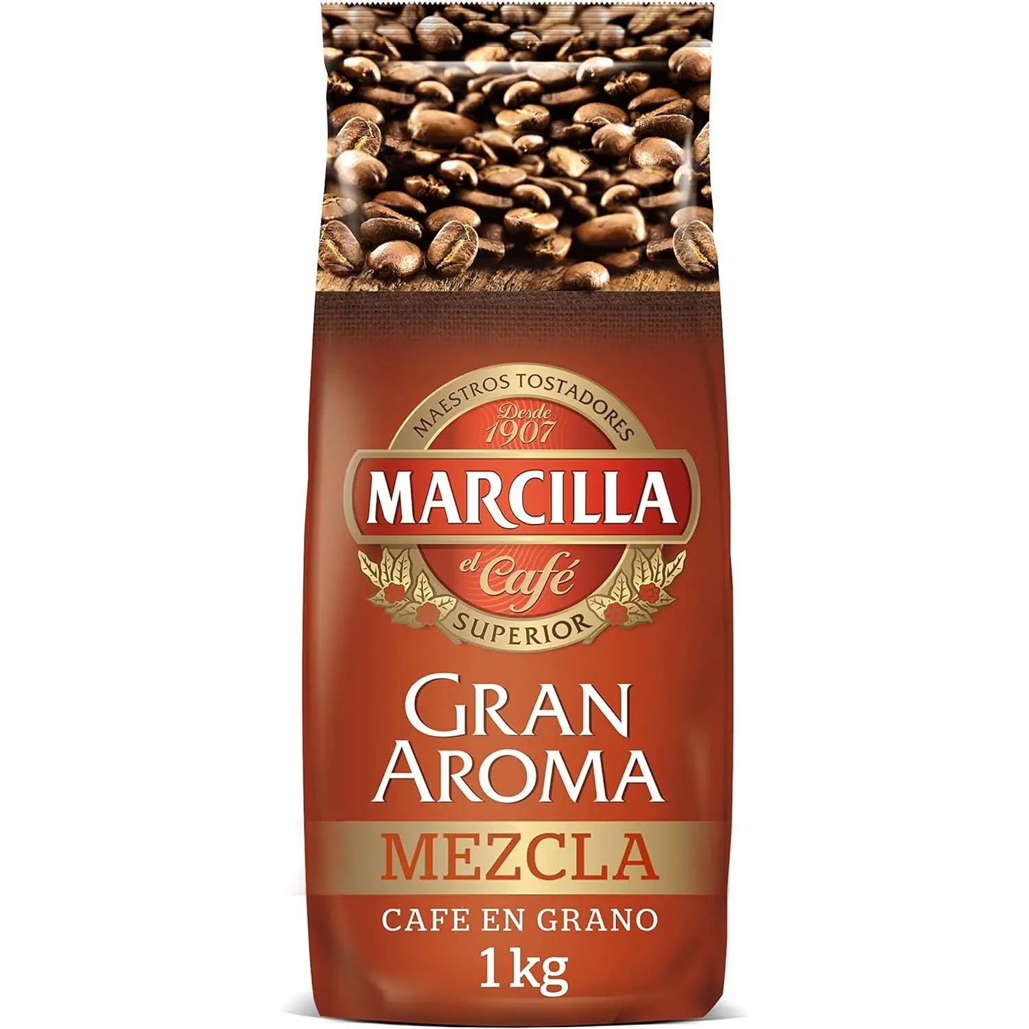 Cafe Marcilla Mezcla 80/20 en grano 1Kg Gran aroma