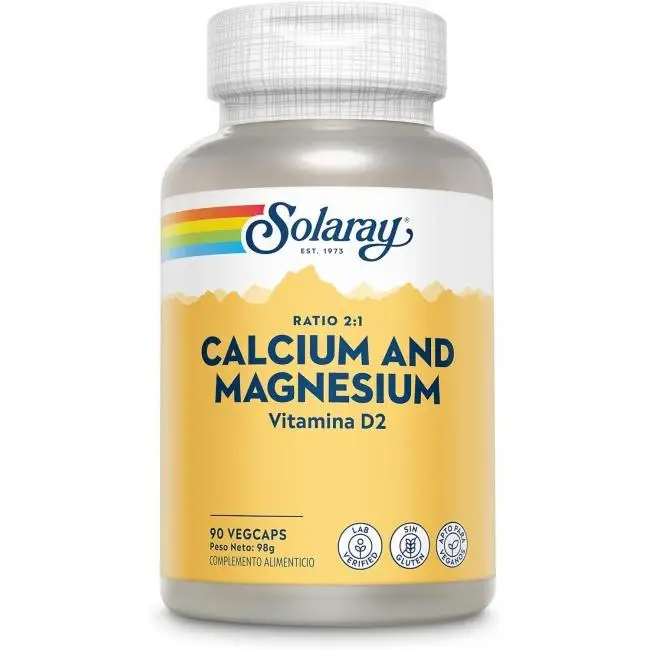 Solaray Calcio y Magnesio + Vitamina D2 90 Cap.