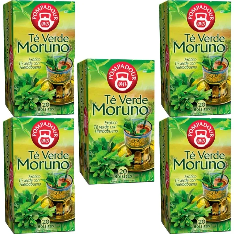 5 boxes of Moorish green tea with peppermint Pompadour 20 8412900401023 infusions