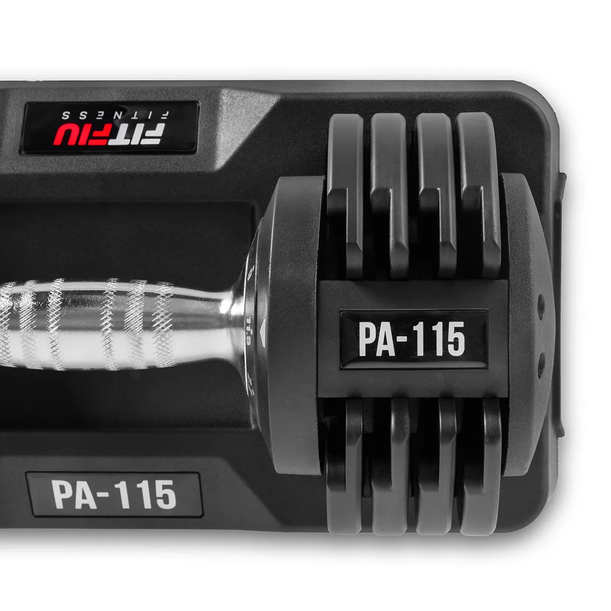 FITFIU Fitness PA-115 Adjustable Dumbbell Set 2.2kg to 11.5kg for Home Gym Workouts, featuring a quick lock weight adjustment and non-slip handle for safe training.