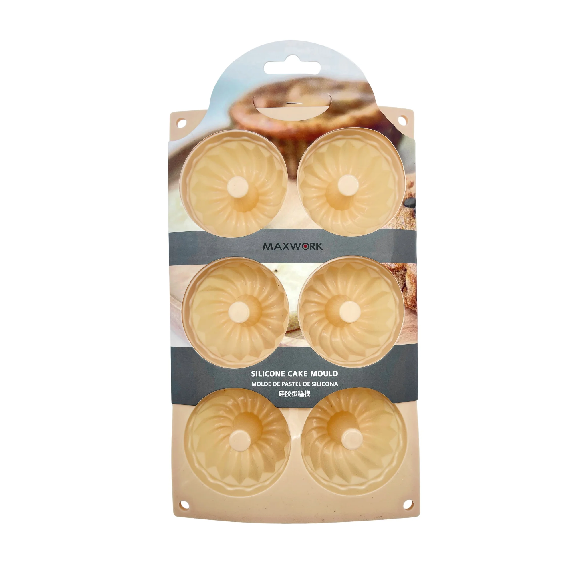 MAXWORK molde para pastel de 6 porciones, material de silicona de grado alimenticio, resistente a altas temperaturas y antiadherente, con un diámetro de 29 cm-color naranja