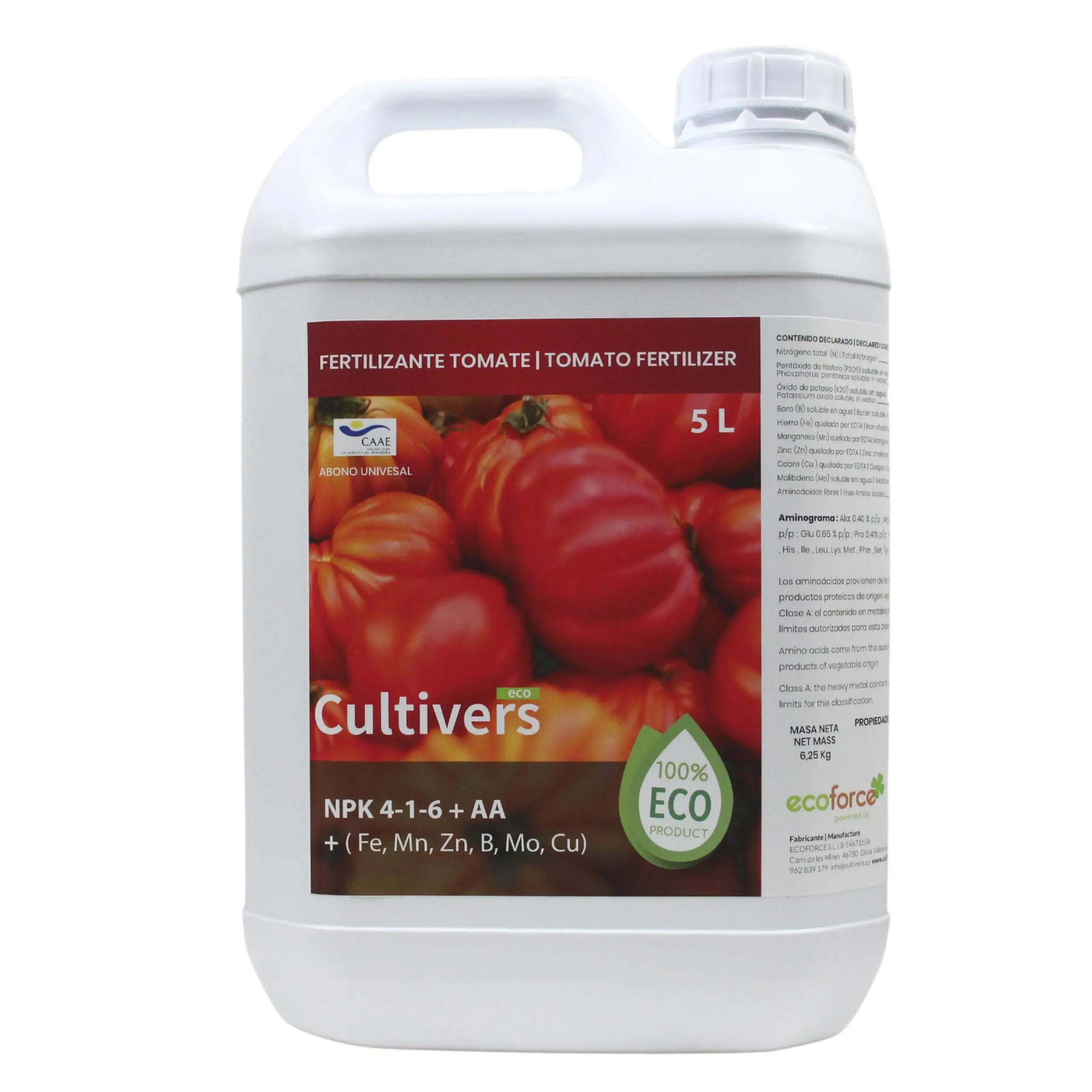 CULTIVERS Abono Tomates Líquido Ecológico 5 L